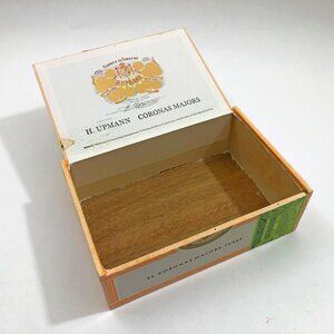 Vintage H. Upmann Empty Coronas Major Tubes Wood Cigar Box 9x6x3 inches